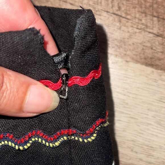 Saint Tropez West Womens Embroidered Lined Linen Blend Flare Skirt Black‎ Size 8 - Picture 6 of 10